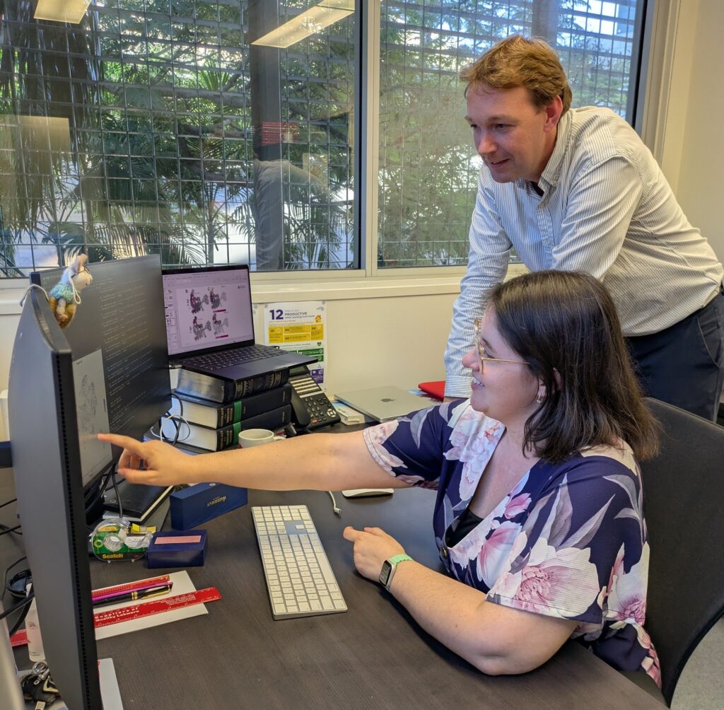 Dr. Laura Grice discusses her research with Professor Marc Ruitenberg.